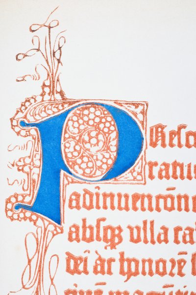 Facsimile of a page with illuminated capital 